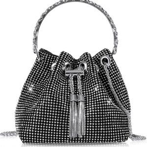 Bling Rhinestone Purse for Women, Glitter Clutch Handbag Bucket Evening Bag for
